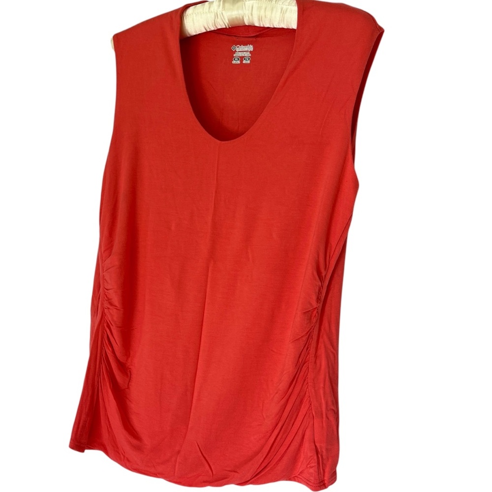 Columbia Womens Coral Orange Scoop Neck Sleeveless Modal Tank Side Ruching XL
